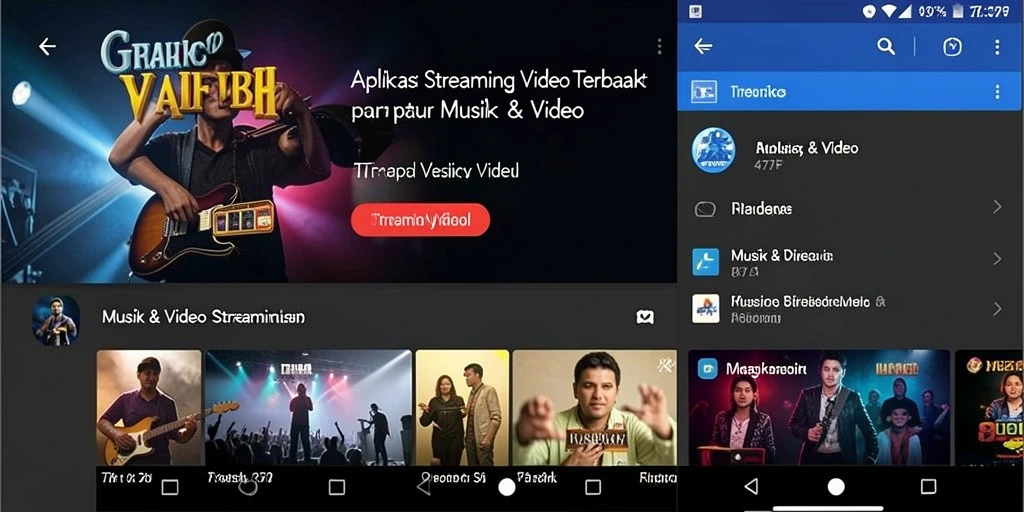 Antarmuka pengguna aplikasi 47F untuk streaming video.