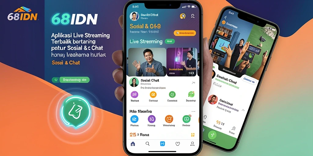 Antarmuka aplikasi 68IDN saat streaming langsung.