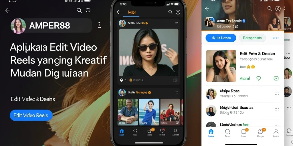 Antarmuka AMPER88 menampilkan berbagai alat edit video reels yang menarik.