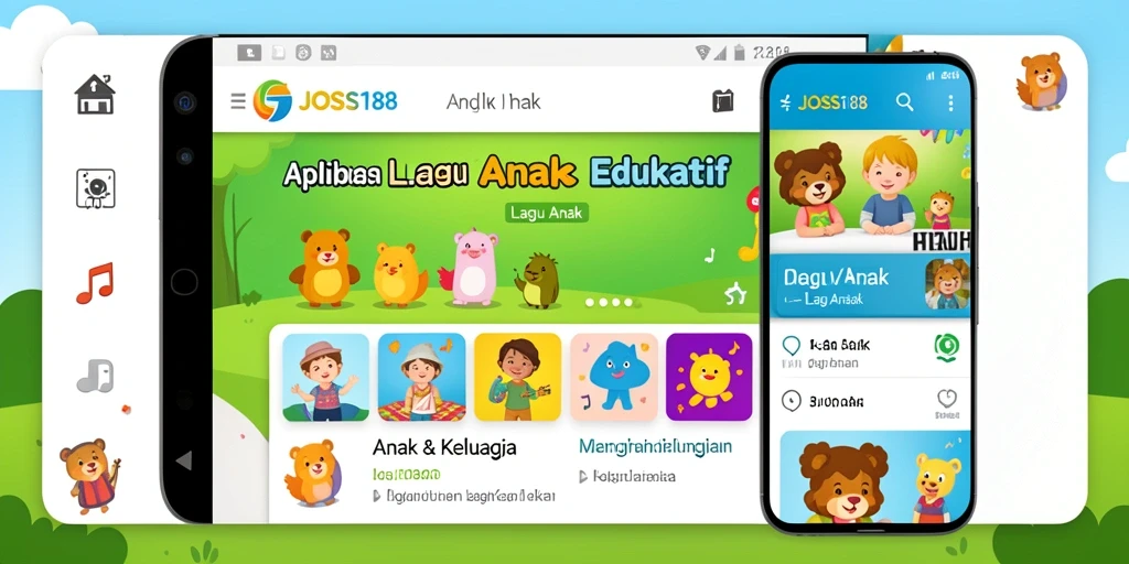 Antarmuka aplikasi JOSS188 dengan berbagai pilihan lagu anak.