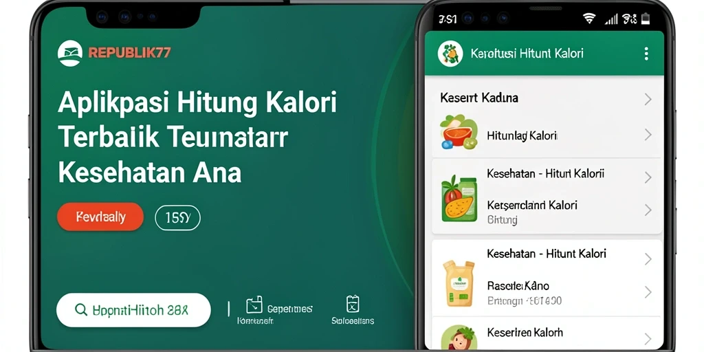 Tampilan utama aplikasi REPUBLIK77 dengan fitur Hitung Kalori yang mudah digunakan.