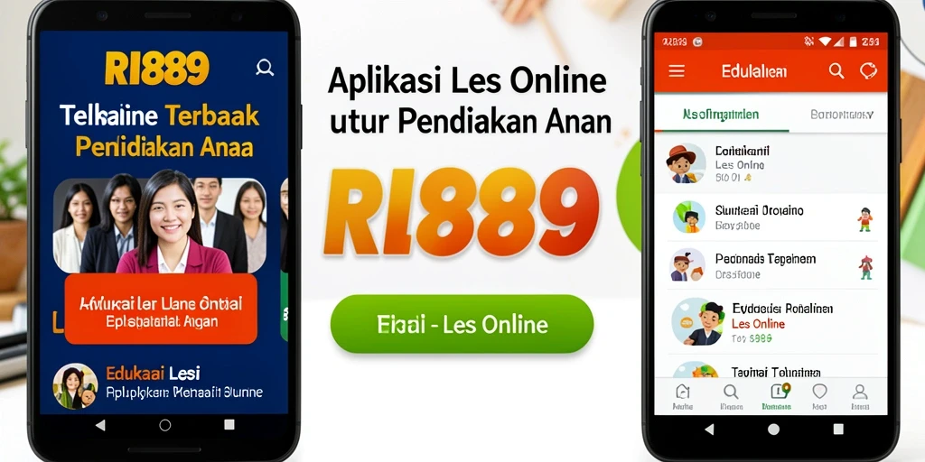Screenshot antarmuka RI889 yang menunjukkan fitur Les Online yang interaktif.